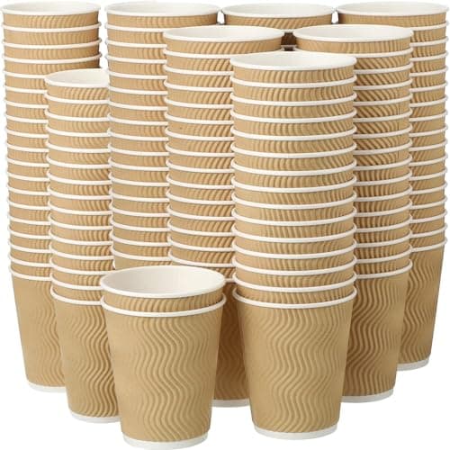 EOS- BUILDING TRUST Disposable Ripple Paper Cup for Hot Coffee/Drinks for Party ( 150 ml, 50 Pcs, Brown)