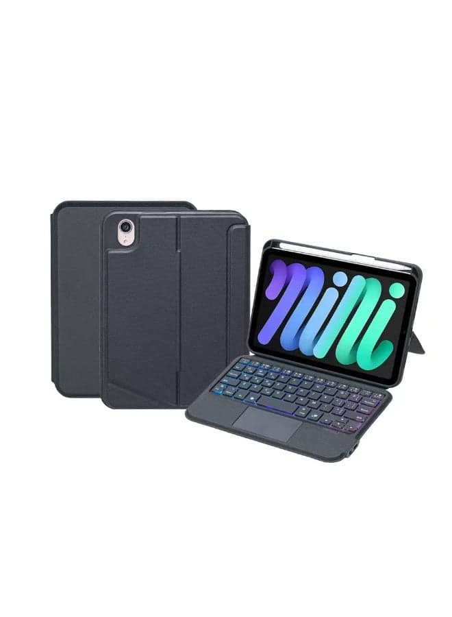 Keyboard Case for iPad mini 7 (2024),7-color Backlit Bluetooth Wireless Removable Keyboard with Smart Touchpad Magnetic Tablet Protective Cover with Pen Slot