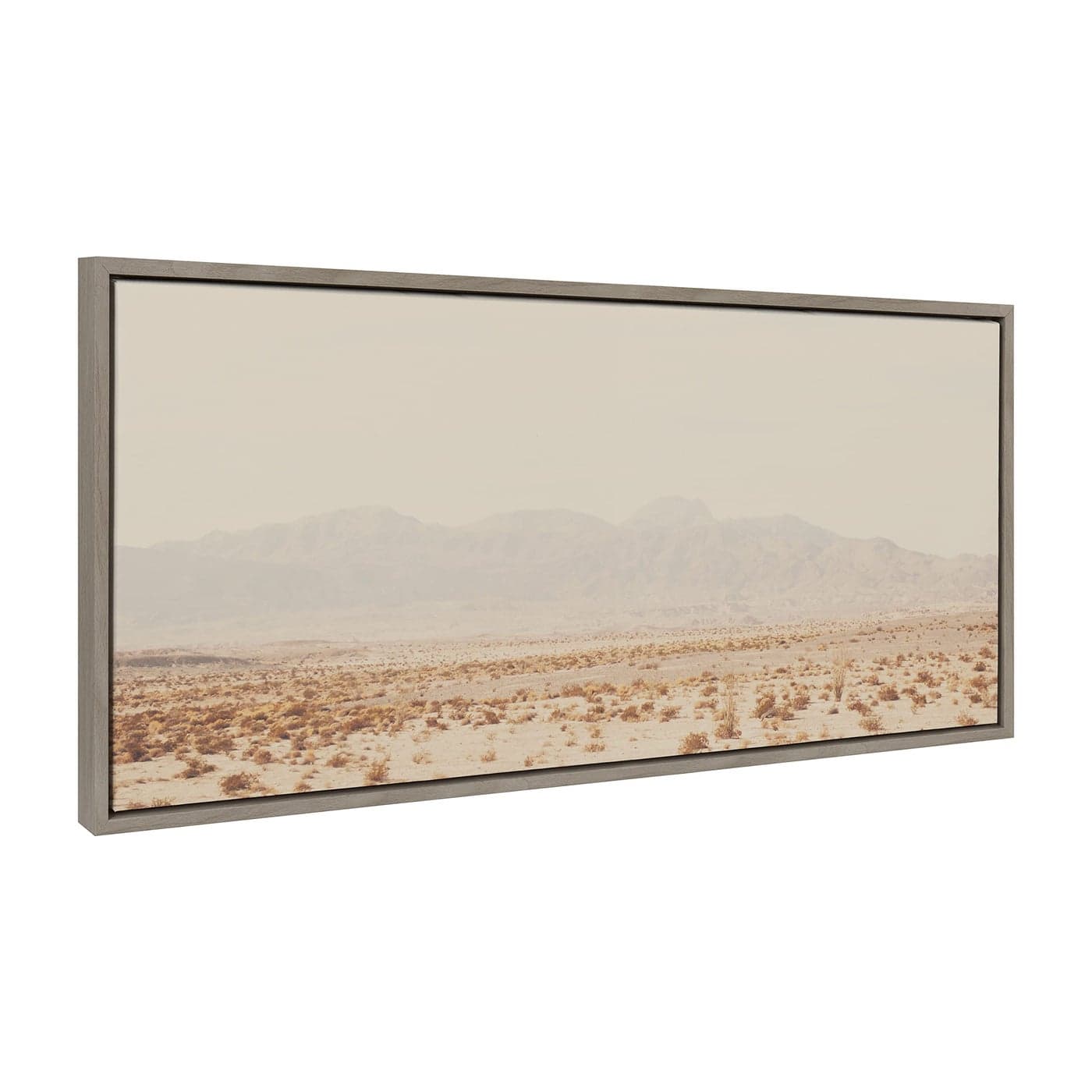 Kate and Laurel Sylvie California Dreaming Framed Canvas Wall Art by Laura Evans 18x40 Gray Modern Desert Mountain Landscape Art for Wall