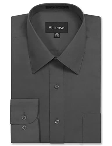 Allsense Men's Regular-Fit Long-Sleeve Dress Shirt, Charcoal Grey, 3X-Large