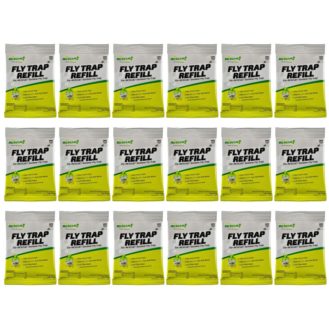 RESCUE! Reusable Fly Trap Bait Refill – Outdoor Use - 18 Pack