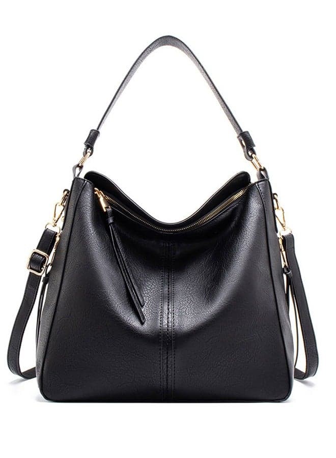 PU Leather Handbags for Women Large Shoulder Hobo Bags Large Tote Crossbody Bag Purse 31x13 x29cm Black