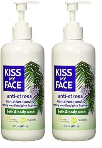 Kiss My Face AntiStress Woodland Pine Ginseng Shower Gel Rejuvenate Your Mood With Ginseng Woodland Pine Antioxidant Blend of Olive Oil Aloe Vitamin E 16 fl oz Bottle Pack of 2