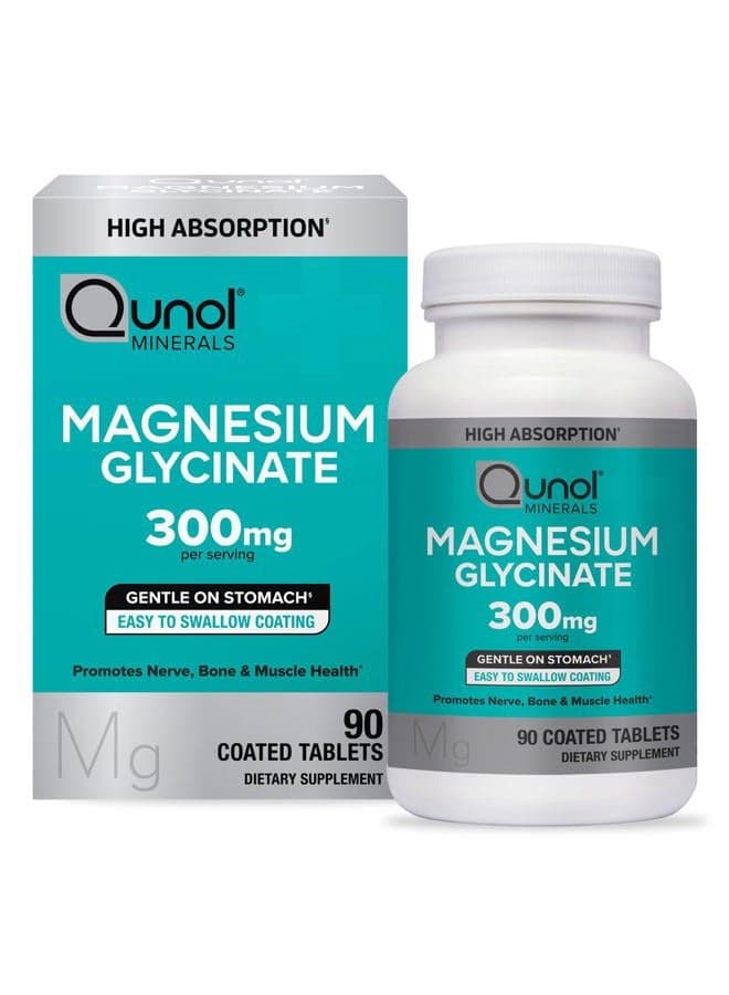 Magnesium Glycinate 300mg, 100% Glycinate Chelated Magnesium Supplement, 90ct Tablets