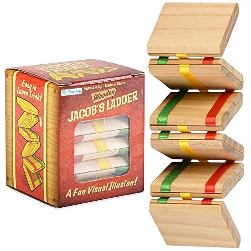 ArtCreativity Wooden Jacobs Ladder Toy Set of 2 Wood Retro Toys for Kids and Adults Optical Illusion Fidget Toys Magic Birthday Party Favors Cool Stocking Stuffers and Goodie Bag Fillers