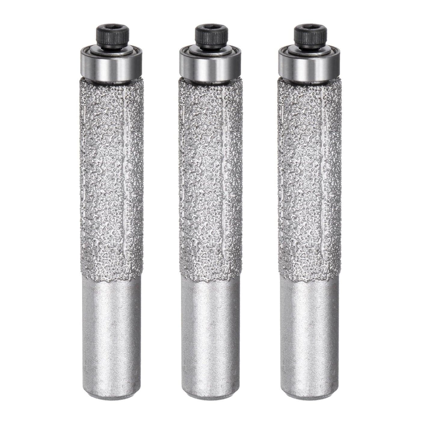 uxcell 3 Pcs Diamond Profile Straight Router Bit 133mm Dia 12 Shank 46 Grit Wet Dry Use Brazed Cylinder Profile Wheel with Bearing for Marble Quartz Stone Tile Edge Cutting