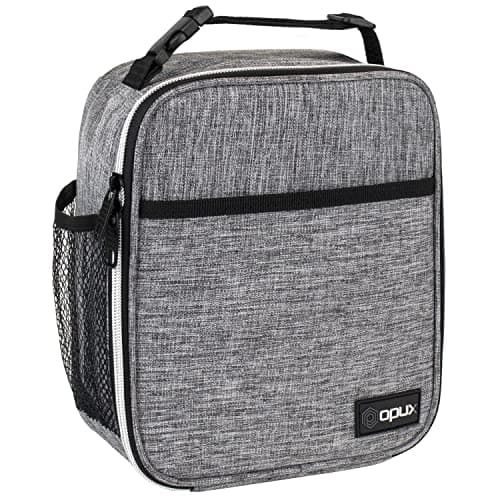 opux Premium Insulated Lunch Box, Soft School Lunch Bag for Kids Boys Girls, Leakproof Small Lunch Pail Men Women Work, Reusable Compact Cooler Tote Lunchbox for Office Adult, Light Grey