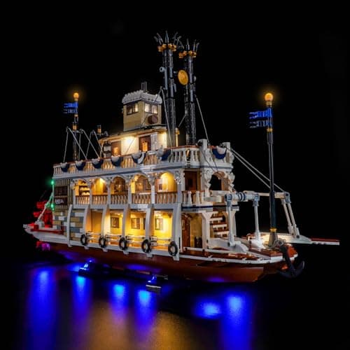 BrickBling LED Lighting Only Compatible with Lego River Steamboat Compatible with Lego 21356 Mississippi River Steamboat Not Come with Boat Classic Version Light