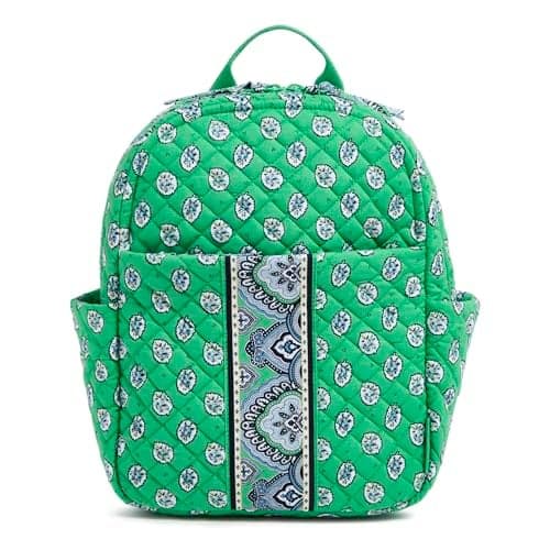 Vera Bradley Cotton Small Backpack, Garden Green Leaf