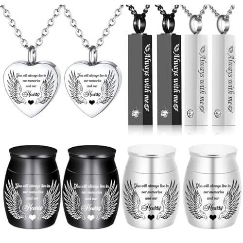 weikui 10Pcs Urn Necklace for Ashes Cremation Jewelry Heart Necklace Stainless Steel Urns Memorial Locket Vertical Bar Crystal Ashes Sharing Keepsake Urns Memorial Ashes Holder (10Pcs)