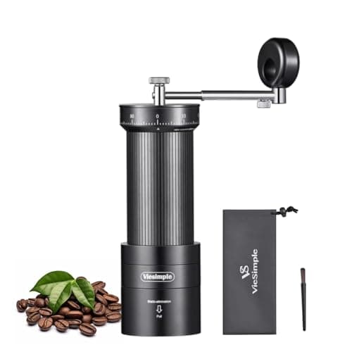 V4 Manual Coffee Grinder with Foldable Handle and External Adjustment Espresso Drip Coffee Grinder with Aluminum Alloy Body Stainless Steel Burr for Consistent Grind Travel Camping Home Use