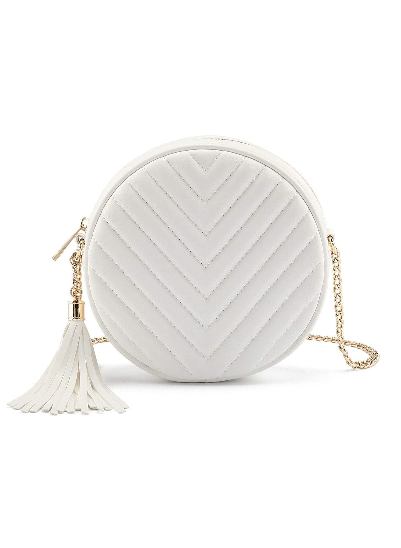 Crossbody Bags for Women Round Purse Quilted purse, Faux Leather, with Tassel