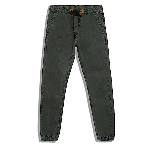 Urbano Juniors Boy's Olive Green Slim Fit Washed Denim Jogger Jeans Stretch (junrfdjogboy-olivegrn-13-14)