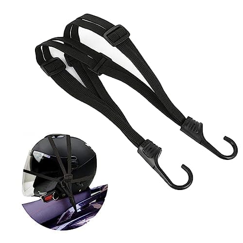 Dogxiong 23.6" Motorcycle Helmet Rope Luggage Elastic Rope, Luggage Helmet Retractable Mesh Elastic Rope Strap with 2 Hooks, Motorcycle Bungee Cord for Helmet Luggage