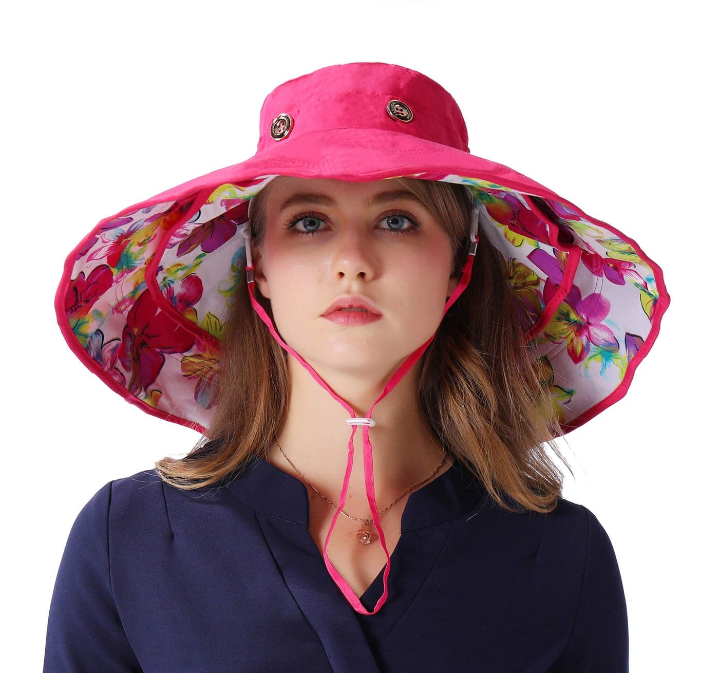 Packable Extra Large Brim Floppy Sun Hat Reversible UPF 50+ Beach Sun Bucket Hat