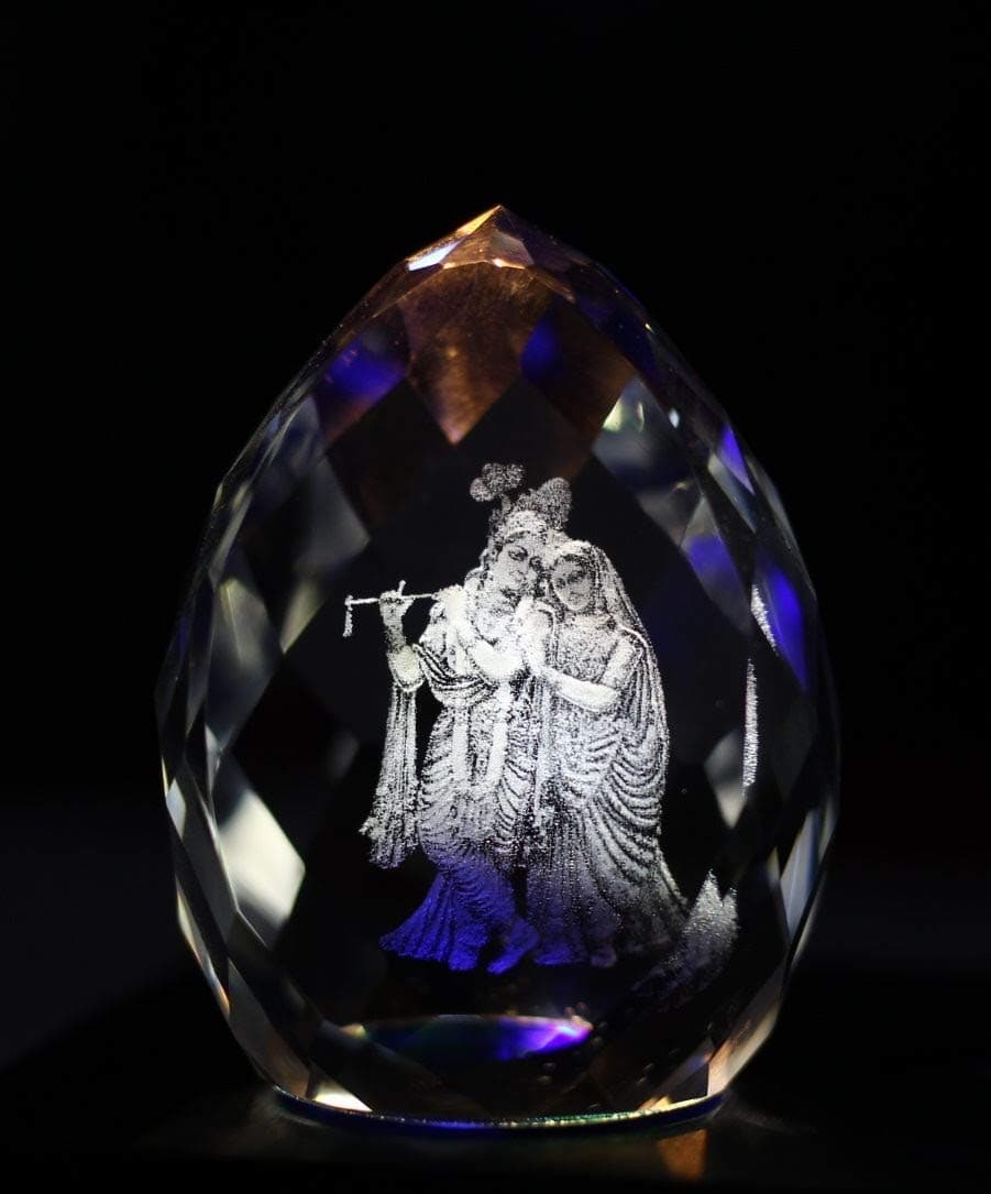 KharidoLive Lilone Crystal Diamond Glass Radhakrishna Statue Showpiece 762 cm