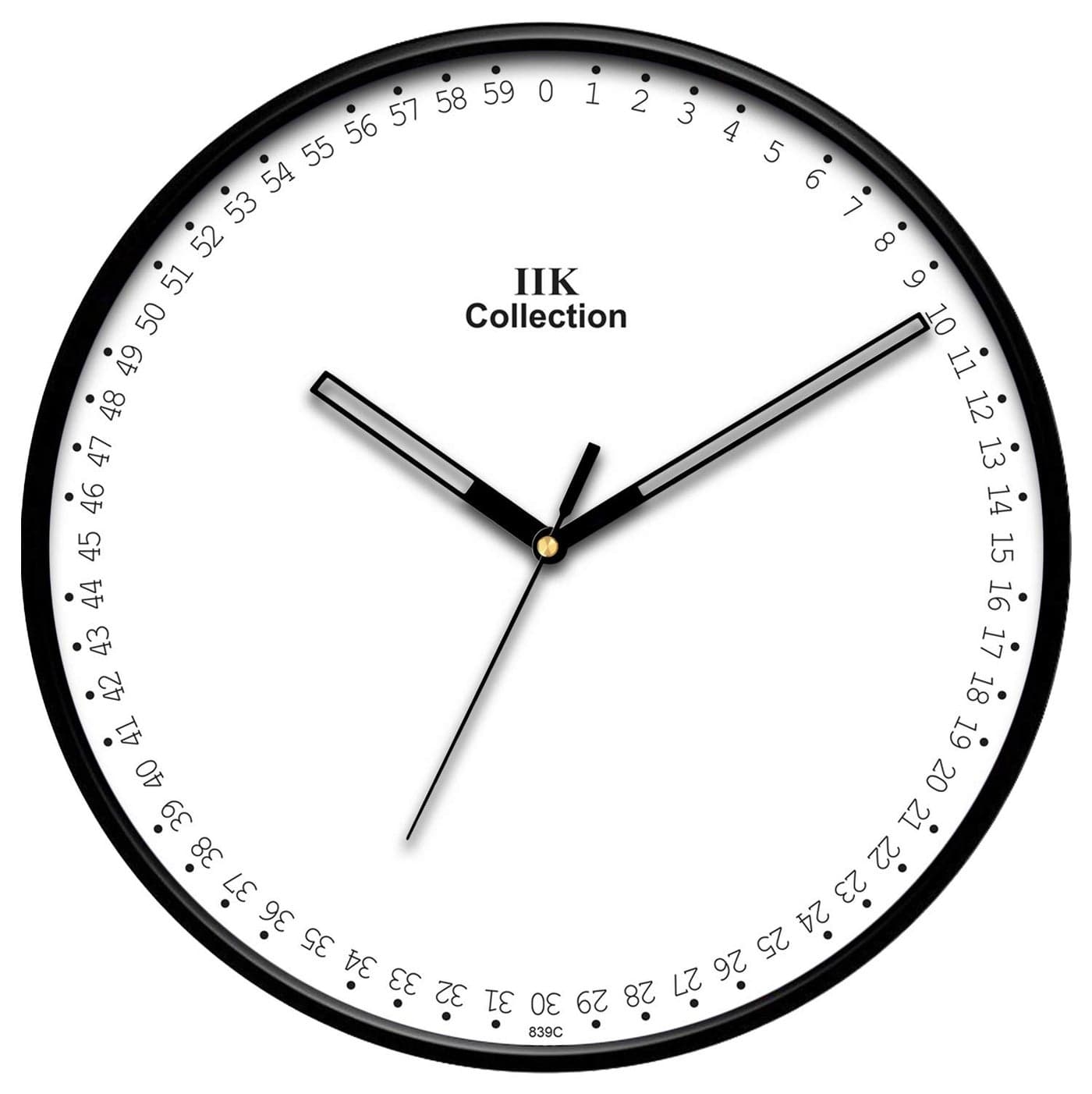 IIK COLLECTION Round Analogue Wall Clock with Glass for Home, Kitchen, Living Room and Bedroom Wall Decor (28 cm x 28 cm x 6 cm) (IIK-839C), Multi