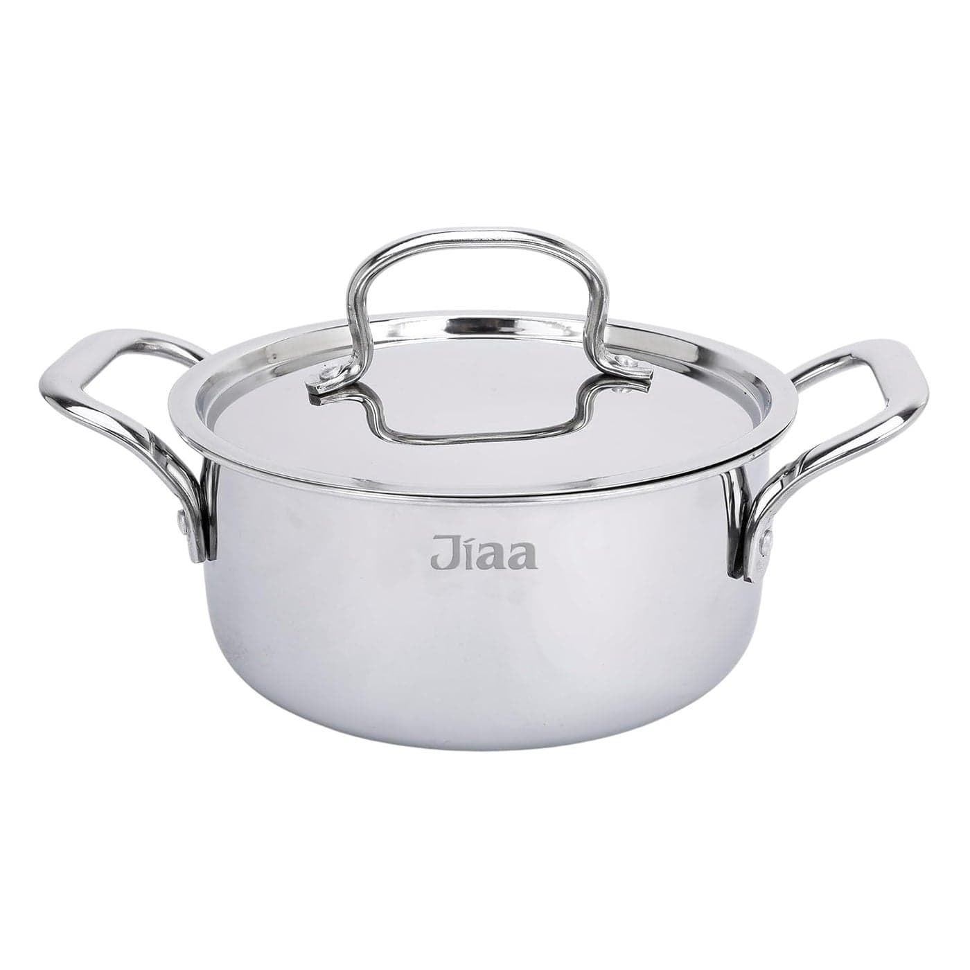 JIAA Triply Stainless Steel Sauce PotCasserole with Lid 20 cm35 L Serves 45 People Induction Gas Compatibility Cook and Serve in