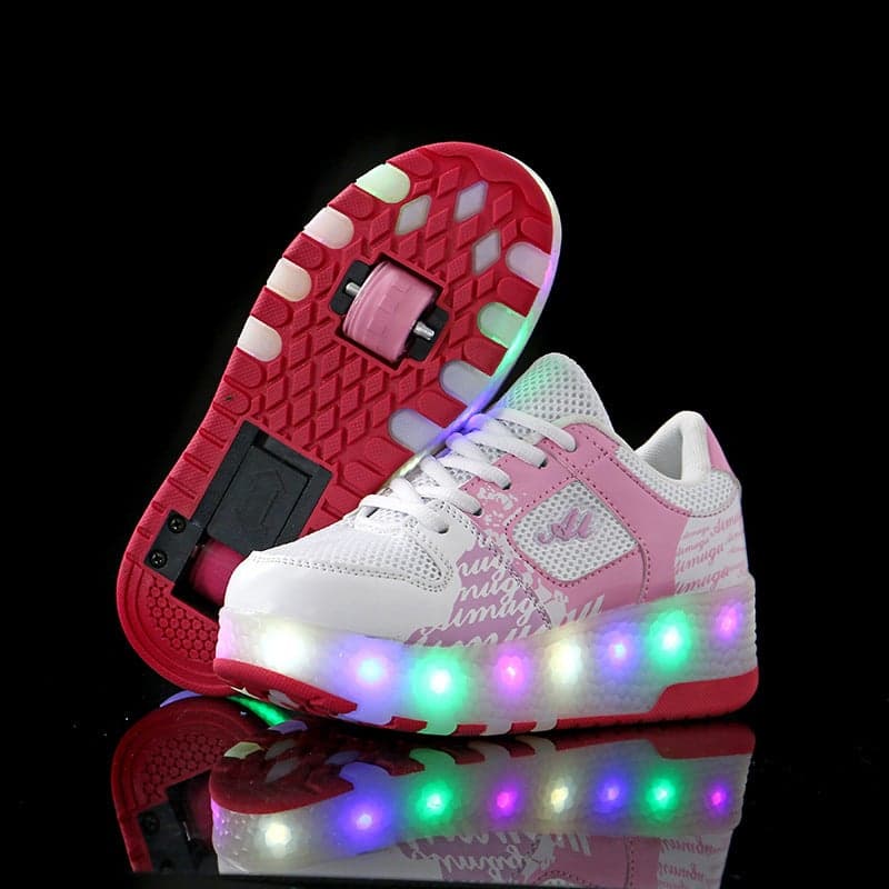 Walking Shoes Boys' Automatic Colorful Led Double-Wheel Skating Shoes Student Girls' Roller Skating Shoes With Wheels