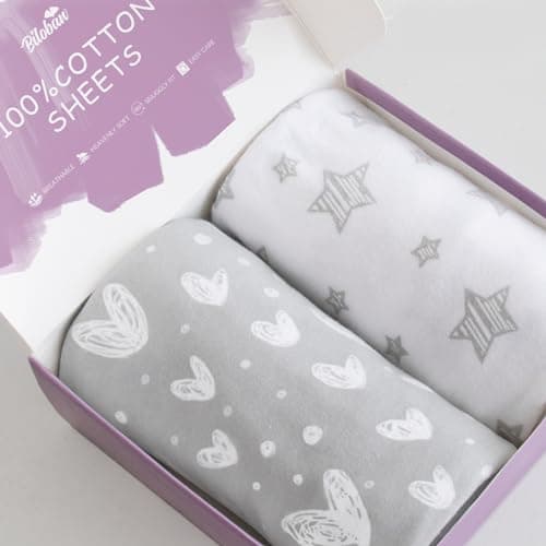 Bassinet Fitted Sheets for UPPAbaby Bassinet 100 Jersey Knit Cotton Sheets Breathable and Heavenly Soft Grey and White Print for Baby
