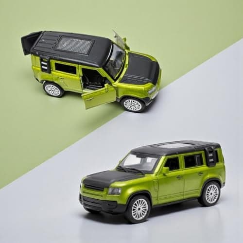 The Flyers Bay 1:32 Scale DieCast Metal Pull-Back Action Openable Doors Premium Land Rover Car Toy for Kids Realistic Miniature Model Gift 2+yrs Girls Boys (Green)