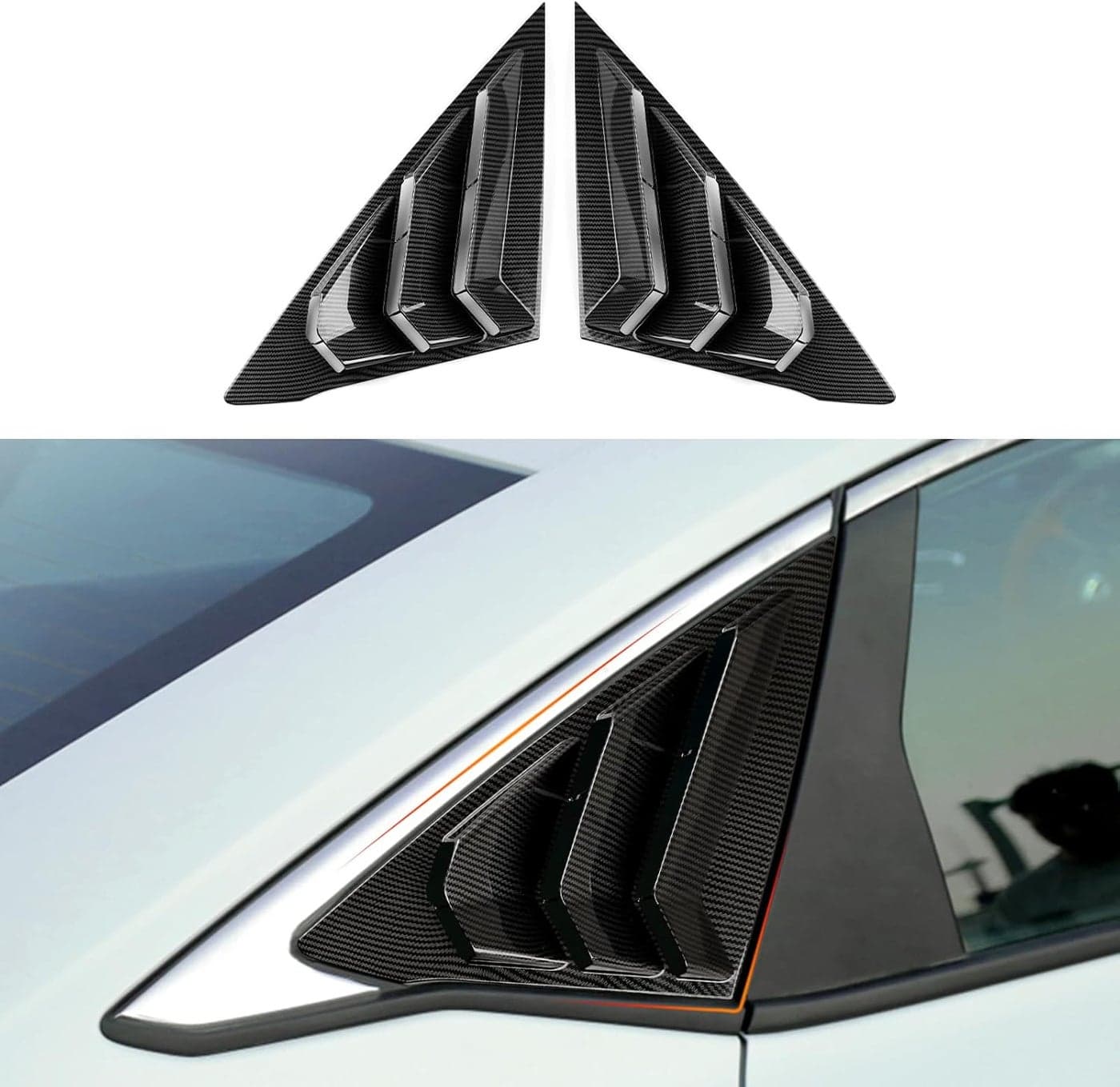 BRMYL Rear Side Window Louvers for 2022-2023 Honda Civic - Racing Style Triangular Window Glass Blinds