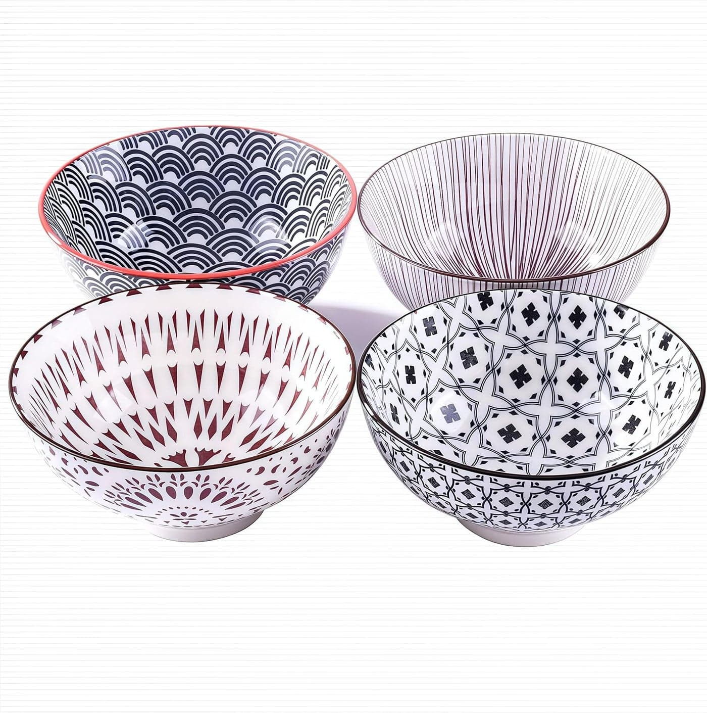 Japanese Rice Bowl Set of 4 Ceramic Sushi Bowls Suitable for Dessert Snacks Cereal Soup Sauce