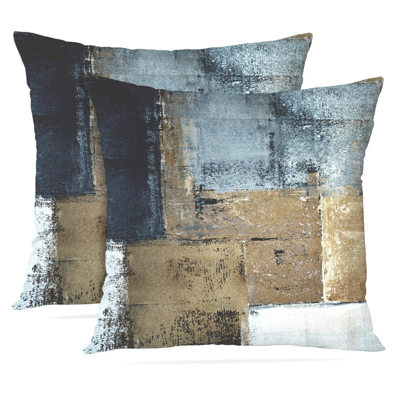 Britimes Throw Pillow Covers Modern Home Art Decor 16 x 16 Inches Set of 2 Pillow Cases Decorative Abstract Oil Painting Pillowcases for Bedroom Living Room Cushion Couch Sofa Brown Blue