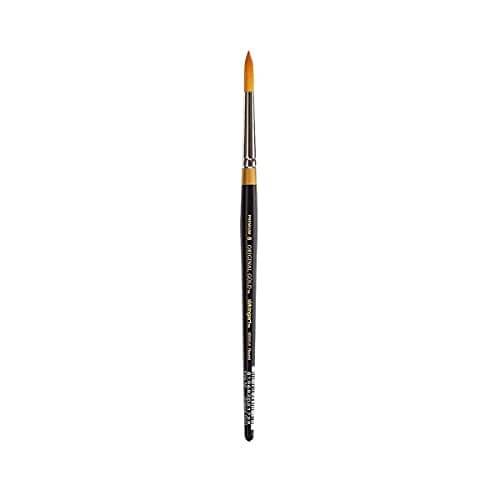 KINGART Premium Original Gold 9000-8 Round Series Artist Brush, Golden Taklon Synthetic Hair, Short Handle, for Acrylic, Watercolor, Oil and Gouache Painting, Size 8