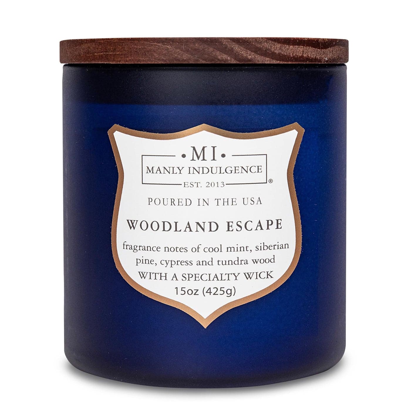 Manly Indulgence Woodland Escape Scented Candles for Men 15 oz Wooden Wick Fathers Day Candle 60H Burn Candles for Home Scented Made in The USA