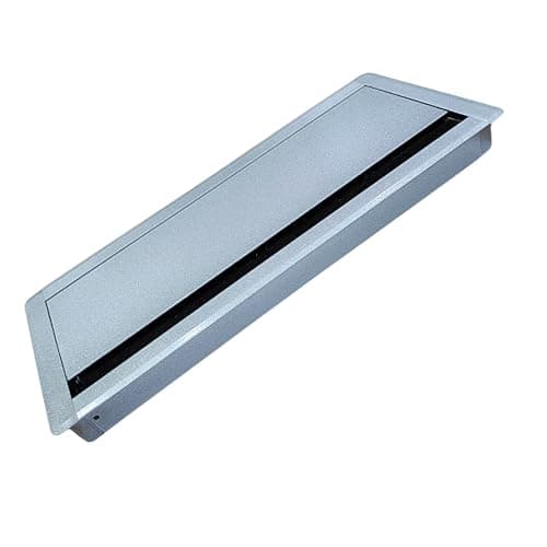 The AutoStory Aluminum Alloy Desk Grommet – Rectangular Metal Cable Wire Hole Cover Flip Lid for Office, Computer Table, TV Cabinet & Furniture – Cord Organizer (300mm*127mm Soft Close, Shiny Silver)