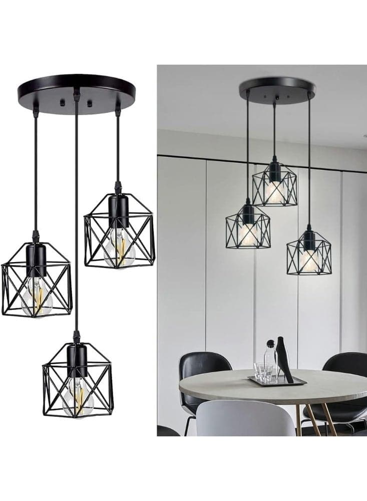 Pendant Light Black Industrial Farmhouse Metal Hanging Lights Fixture Ceiling Lamp Dining Room Light for Barn Restaurant Foyer Bar Hallway Kitchen Island Bulb not Included (B)