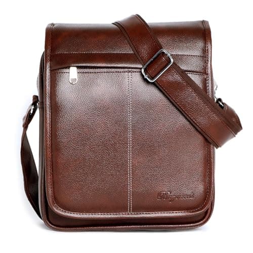 Bagneeds® Premium Synthetic Leather Side Sling Bag for Men & Women | Crossbody Tablet & Messenger Bag | Budget-Friendly Daily Travel & Office Bag (Brown)