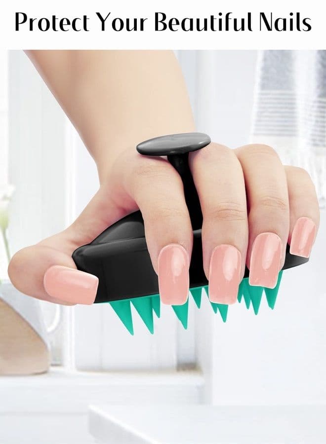 Hair Shampoo Brush, Scalp Care Hair Brush with Soft Silicone Scalp Massager (Turquoise & Black)