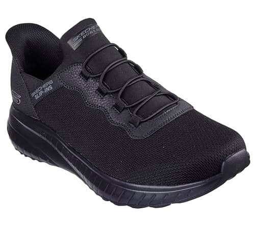 Skechers Men's Hands Free Slip-ins Bobs Squad Chaos - Daily Hype, Black/Black, 10.5