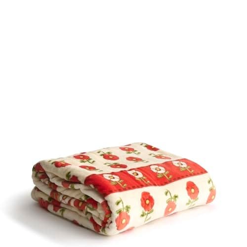 Vera Bradley Oversized Throw, Tiny Poppies Stripe, One Size