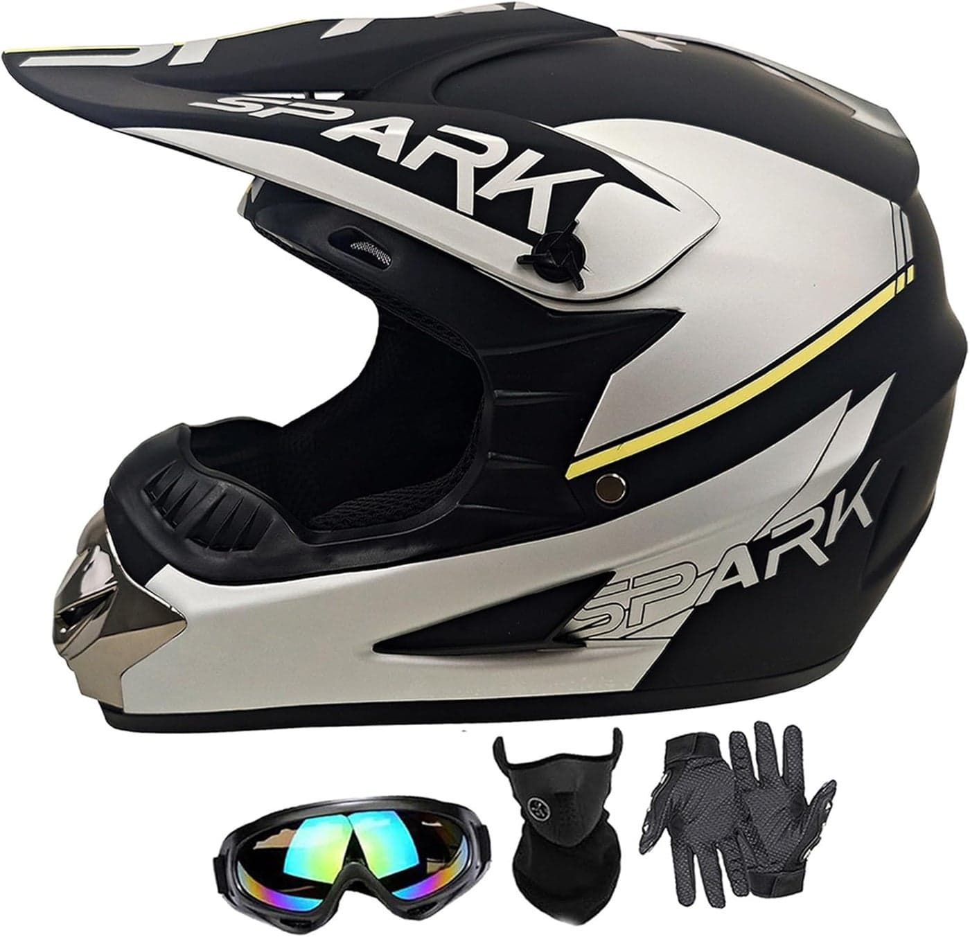 SanQing Youth Motocross Helmet Set - DOT Approved Off-Road Motorcycle Gear with Goggles, Gloves, and Mask