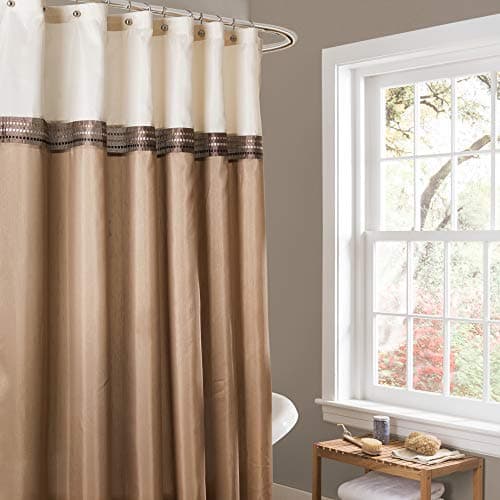 Lush Decor Terra Shower Curtain Single 72" W x 72" L Beige & Ivory - Fabric Shower Curtains for Bathroom - Neutral Bathroom Curtain - Modern Glam Décor