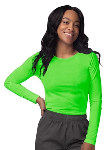 Sivvan Scrubs for Women - Long Sleeve Comfort Underscrub Tee - S8500 - Neon Lime Green - M