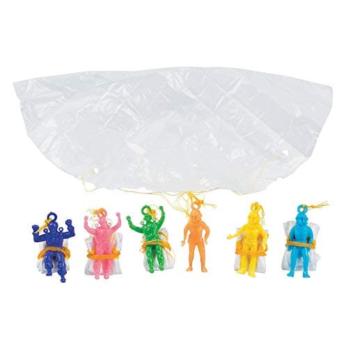 Fun Express - Mini Vinyl Paratroopers (6dz) - Toys - Character Toys - Wind Ups & Paratroopers - Valentine's Day Party Favors - 72 Pieces