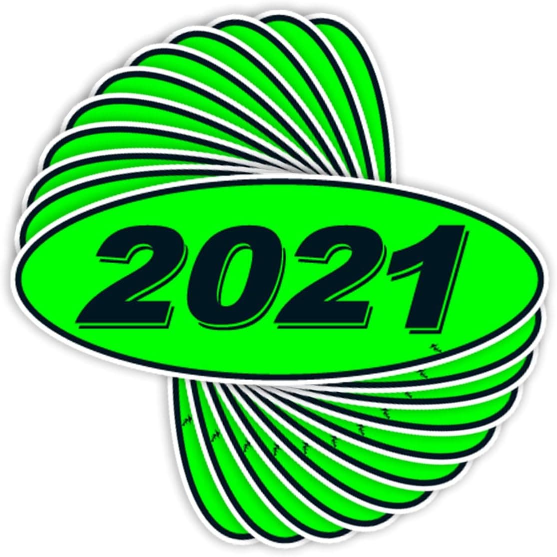 Versa-Tags 2021 Oval Model Year Car Dealer Window Stickers - 12 Pack