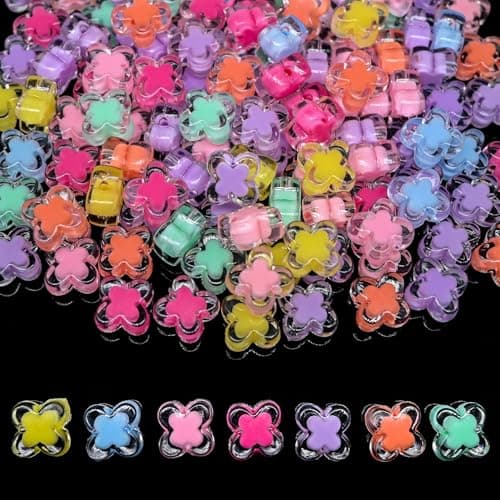 200 pcs Candy Bulk Assorted Cute Kandi Beads for Jewelry Making Friendship Bracelet Making Kit Craft Supplies Charm BeadsLucky Clover