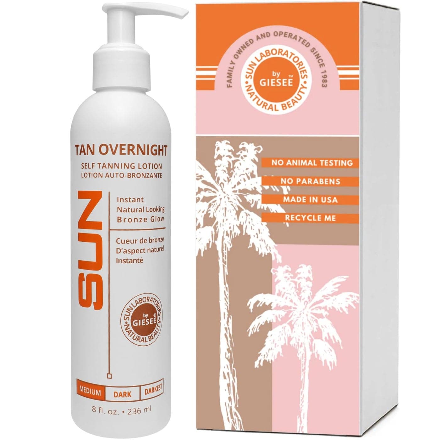 SUN LABORATORIES Self Tanning Lotion Tan Overnight - Medium (8 oz)
