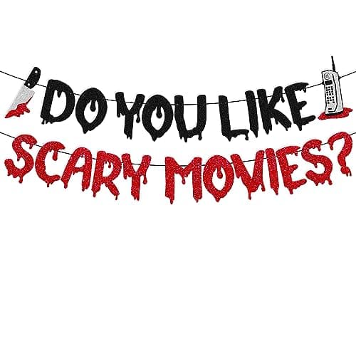 Movie Night Party Decoration Do You Like Scary Movies Banner Hallow Horror Movies Night Party Decor Have a Killer Scream Party Decor Halloween Bloody Slayer Murder theme Spooky Creepy Event