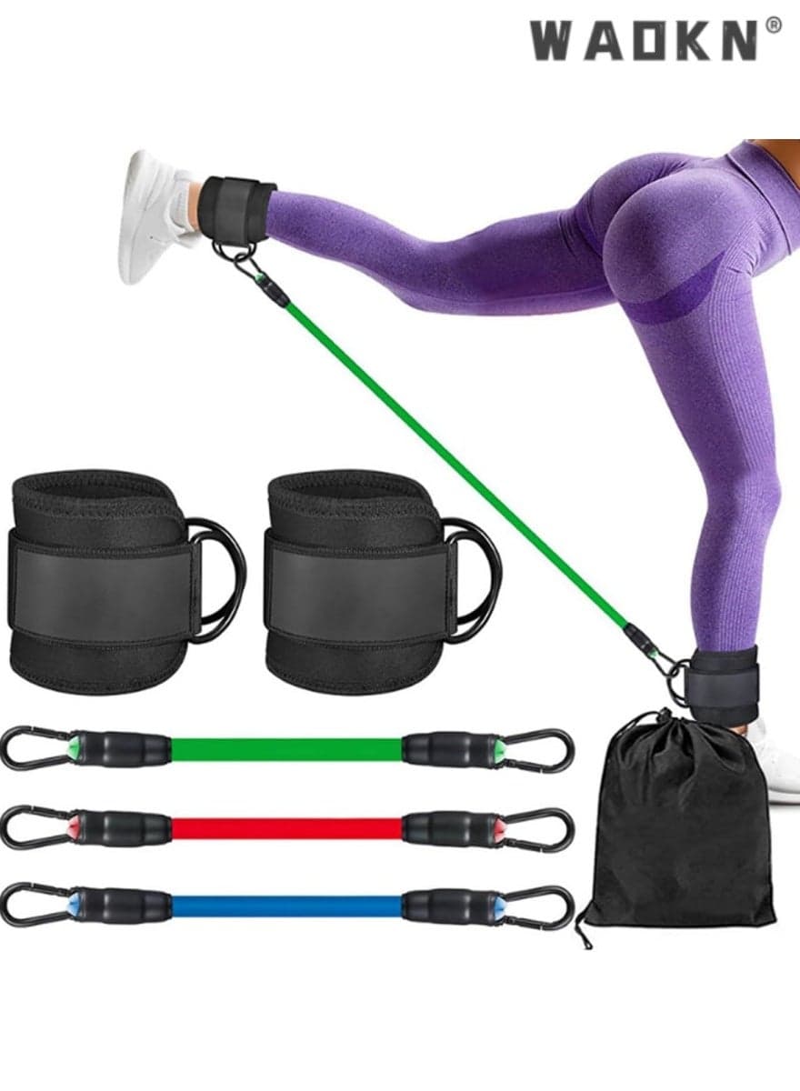 Ankle Straps,1Set Body Exercisers,Including 3pcs Tension Ropes、 2pcs Ankle Straps、1pc Storage Bag,Hip Lifting Leg TrainingMuscle ExerciseAnd Strength Training Suitable For Men & Women