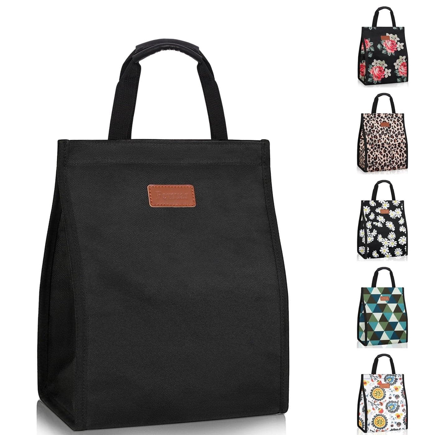 Lunch Bags for Women Insulated Reusable Lunch Tote with Internal Pocket, Adult Lunch Tote bag for Work (Black