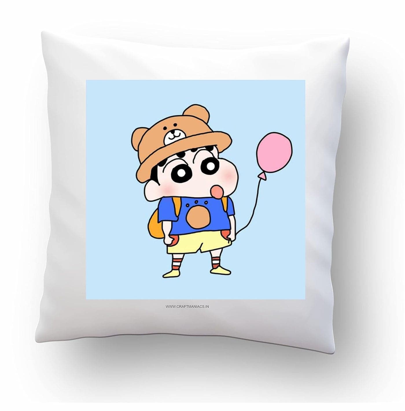 CRAFT MANIACS Shinchan ON A Picnic Trip 16x16 Inch Pillow with Filler Merch for SHIN CHAN Lovers Square