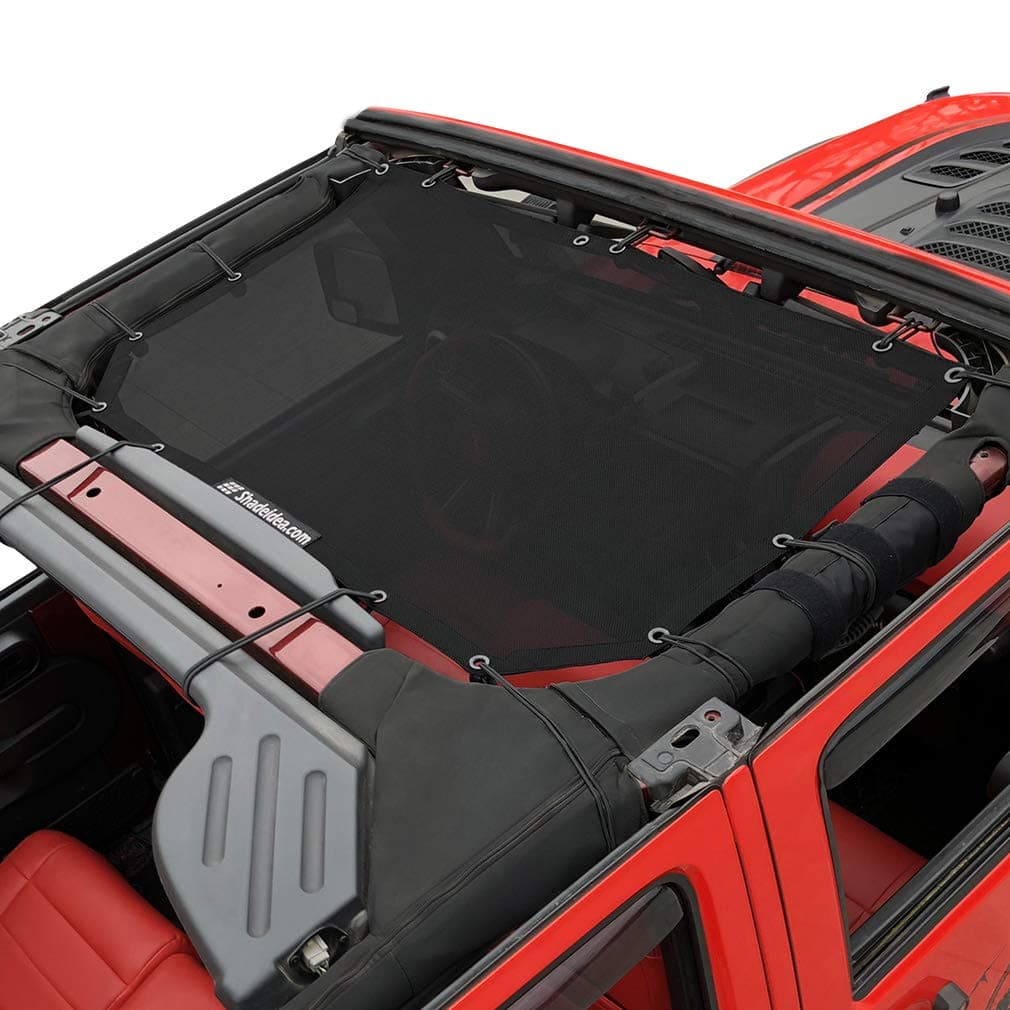 Shadeidea JK Sun Shade Top Compatible with Jeep Wrangler JKU Top Sunshade Soft Mesh Roof Cover 20072018 Wind Noise UV Blocker 10 Year Warranty 4 Door 2 Door Black Front