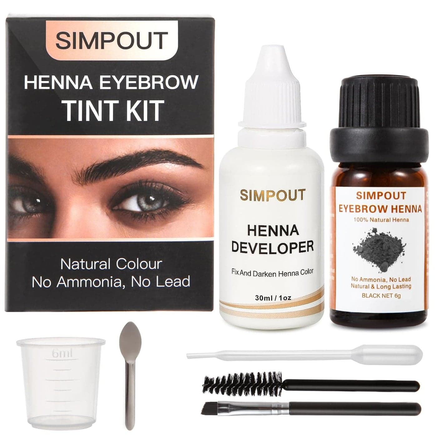 Upgrade Simpout Henna Hair Kit 6 grams Spot Color Henna Hair Kit with Developer 100 Natural Root Touch Up Professional Salon Home DIY Kit Easy to Use Black