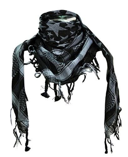 Tapp Collections Premium Star Pattern Shemagh Head Neck Scarf - Grey/Charcoal
